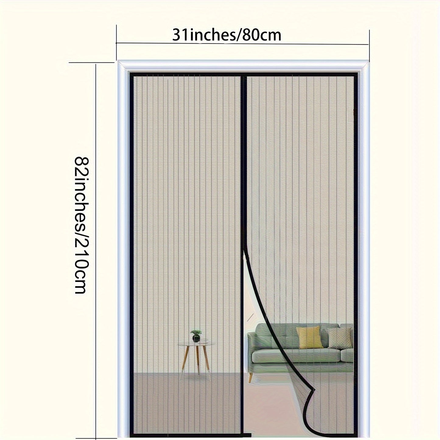 1 Set Magnetic Screen Door - Self-Sealing, Hands-Free, Heavy-Duty Mesh Partition - Keeps Bugs Out, Pet and Kid Friendly, Easy Installation, Durable, 36 Inch x 82 Inch/39 Inch x 82 Inch