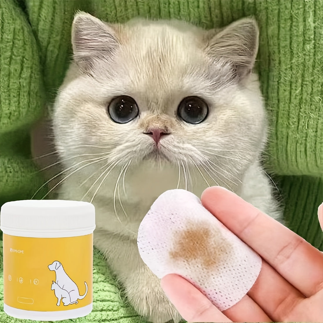 200pcs Gentle Pet Eye Wipes - Tear Stain Remover - Soothing Cleaner for Dog & Cat Eye Care