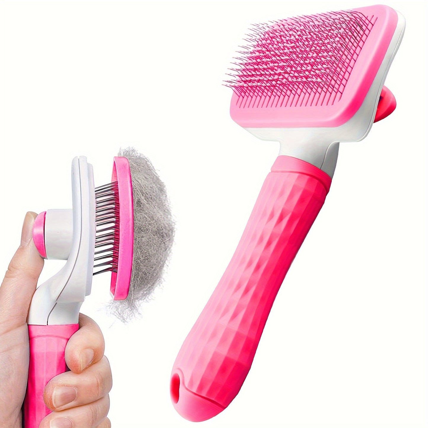 1-in-1 Pet Massage Comb & Brush - Heavy-Duty Ergonomic Design with One-Click Detachable Head, Efficient Shedding & Grooming Tool for Dogs & Cats, Reduces Shedding, Undercoat Removal, Minimizes Hair Flying - White & Black Colo