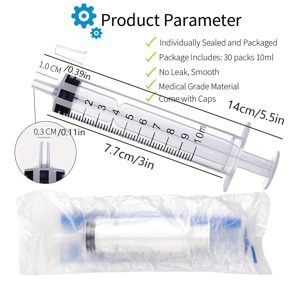 10pcs 10mL Plastic Syringes with Needles & Covers - Perfect for Oral, Lab, Measurement, Watering, Supplement, Pets, Medical Students, Oil & Glue Applicators