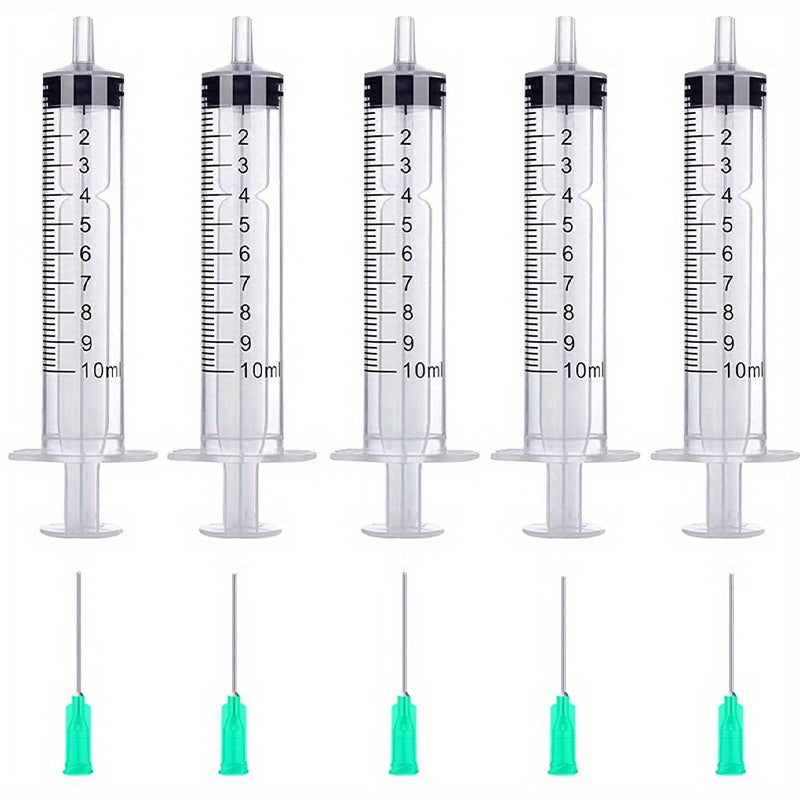 5-Pack 0.34oz/cc Plastic Syringe with 18g Needle - Perfect for Measuring Liquids, Feeding Pets, and More!