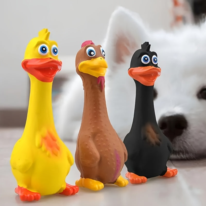 1/3pcs Pets Dog Toys Screaming Chicken Squeeze Sound Toy Rubber Duck Squeaky Chew Bite Resistant Toy Puppy Training Duck/chicken Design Dog Chew Toys, Tough Squeaky Dog Grinding Teeth Toys