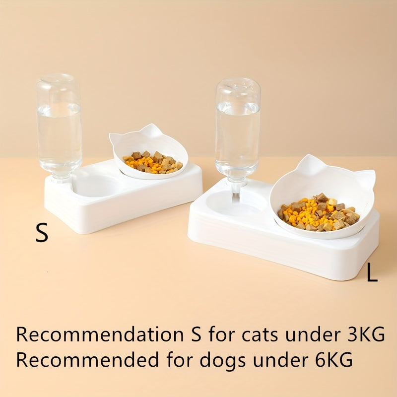 Double Cat Bowl - Stainless Steel, Easy Clean, Space-Saving, Pet Double Feeder for Food and Water - Suitable for Multi-Cat Families and Pet Owners
