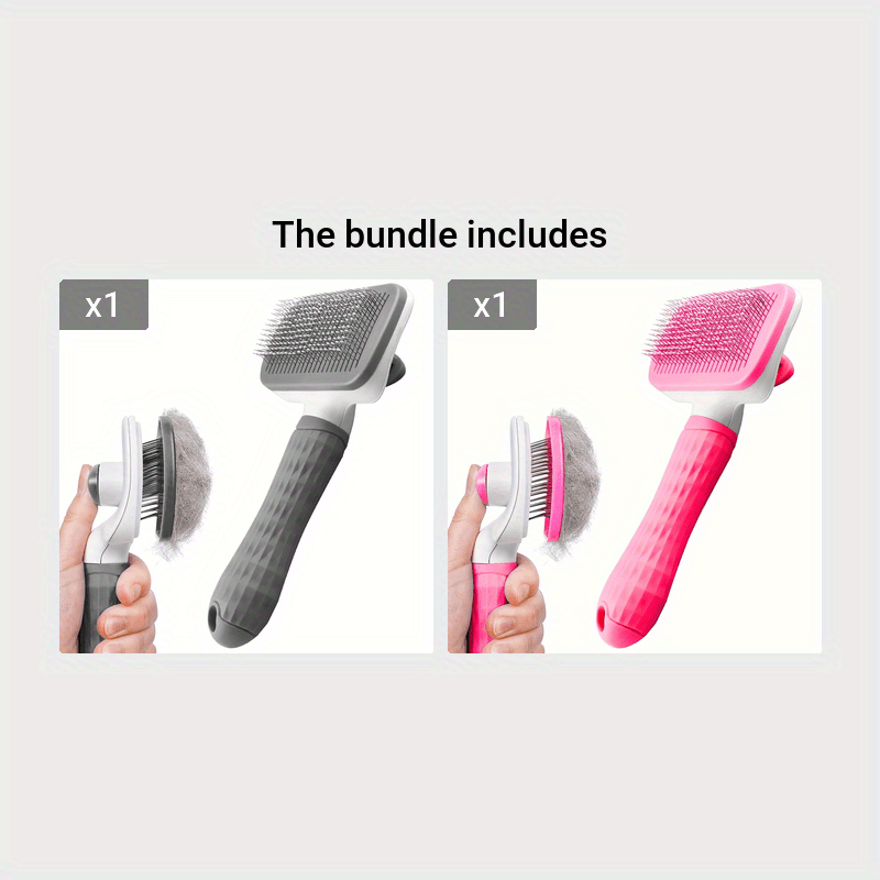 1-in-1 Pet Massage Comb & Brush - Heavy-Duty Ergonomic Design with One-Click Detachable Head, Efficient Shedding & Grooming Tool for Dogs & Cats, Reduces Shedding, Undercoat Removal, Minimizes Hair Flying - White & Black Colo