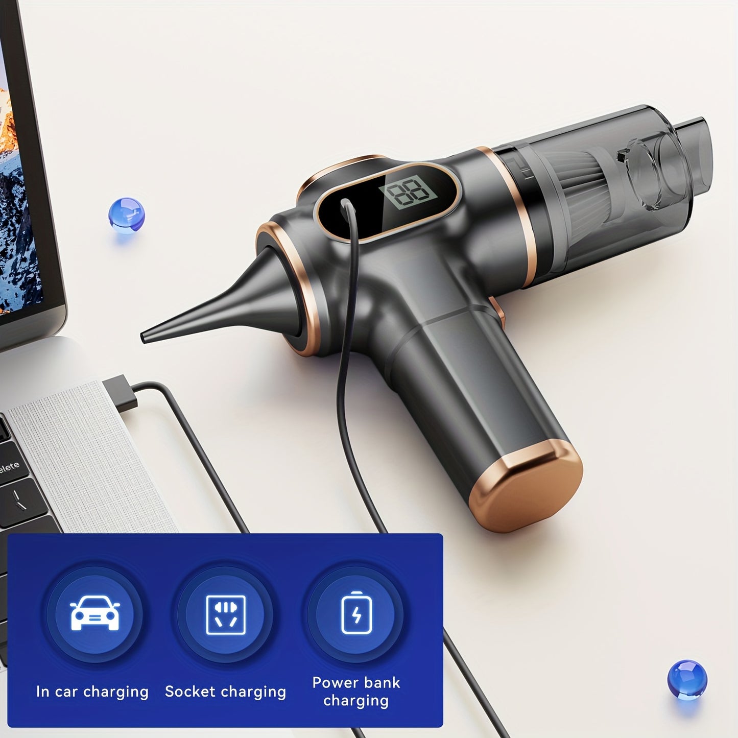 1pc BELIBUY Cordless Handheld Vacuum Cleaner, High Power USB Rechargeable with Extended Battery Life, Multi-Function Dust Buster for Home and Car Use, Pet Hair, Dust & Debris Cleaning, Includes Accessory Kit