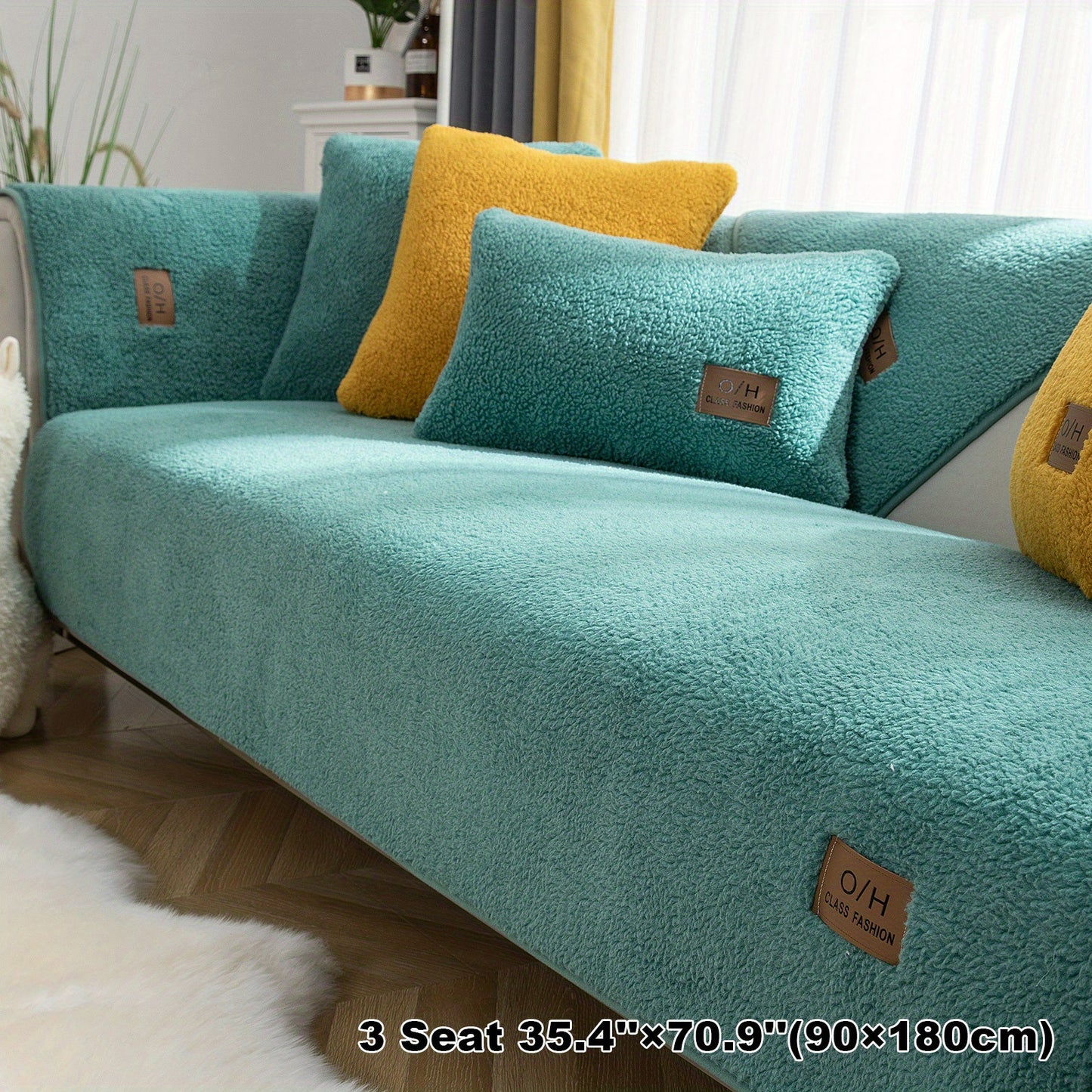 1pc Thickened Sherpa Velvet Sofa Slipcover, Pets Dog Friendly, Sherpa Fleece Sofa Couch Cover, Furniture Protector Fuzzy Non Slip Sofa Slipcover, For Bedroom Office Living Room Decor