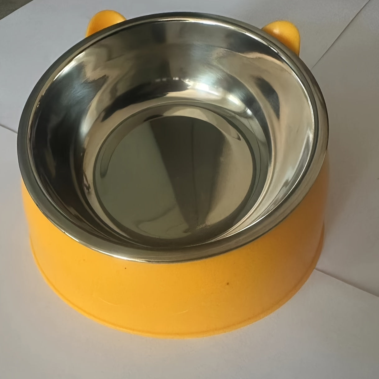 Cat Bowl, 15 Degrees Raised Stainless Steel Cat Feeder Bowl With Non Slip Base, 3.38oz Cat Food Water Feeder Tilted Pet Bowl For Neck Protection