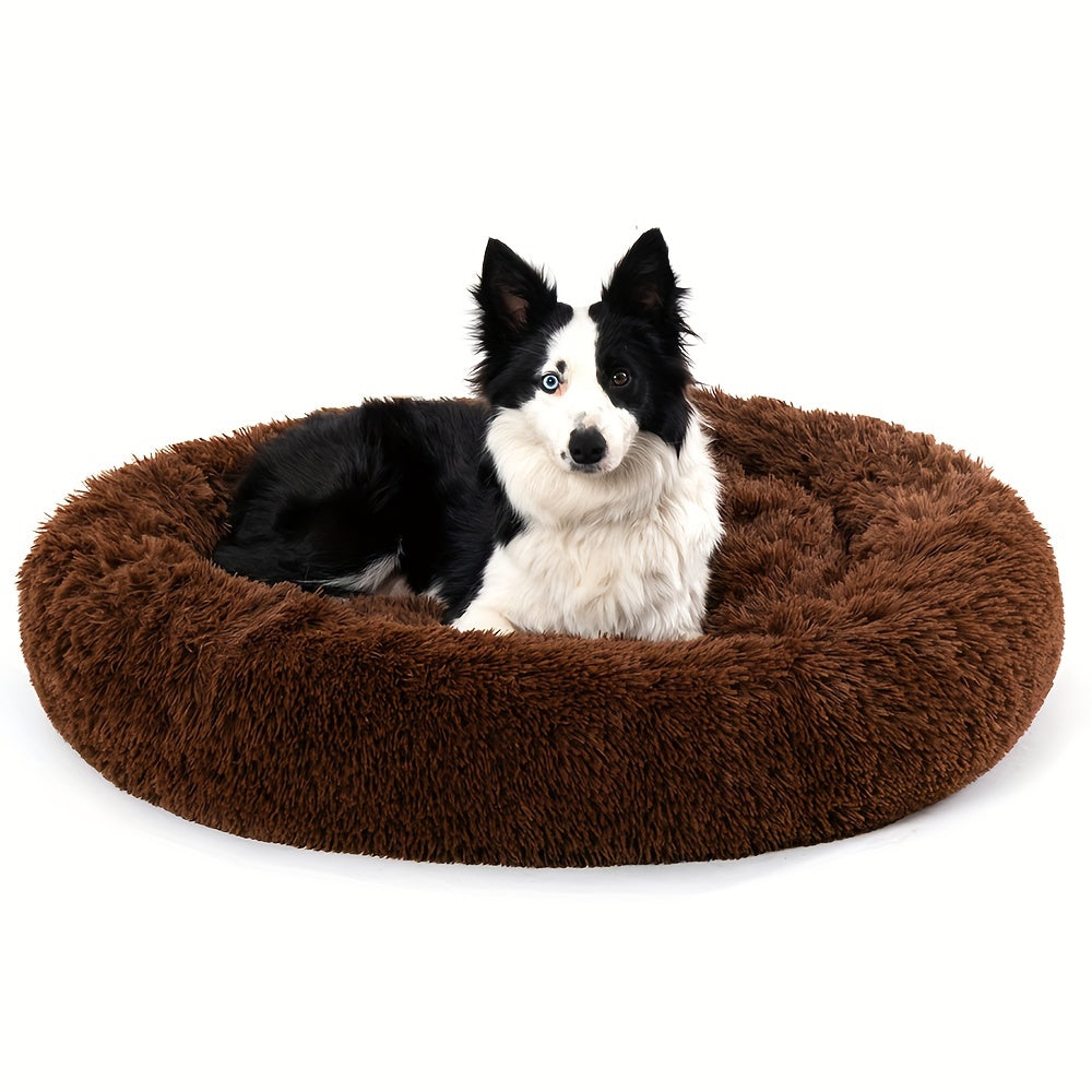 Long Plush Dog Bed For Autumn Winter, Deep Sleeping Pet Bed Mat For Small Medium Large Dogs, Donut Beds Mat For Cats Christmas Gift
