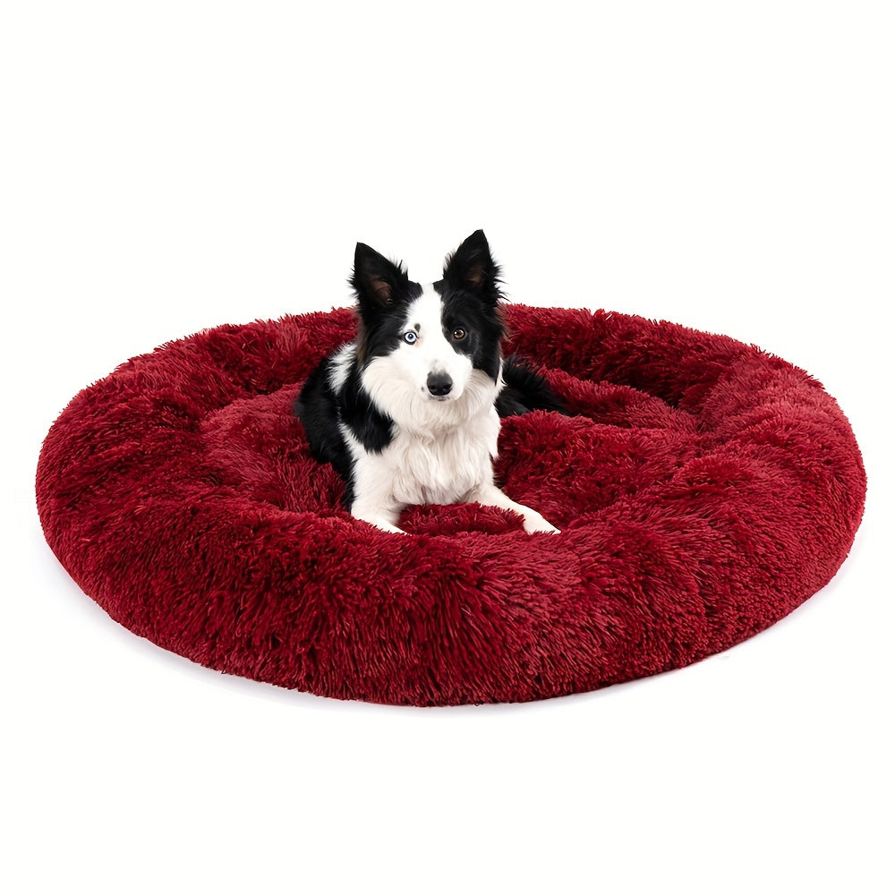 Long Plush Dog Bed For Autumn Winter, Deep Sleeping Pet Bed Mat For Small Medium Large Dogs, Donut Beds Mat For Cats Christmas Gift