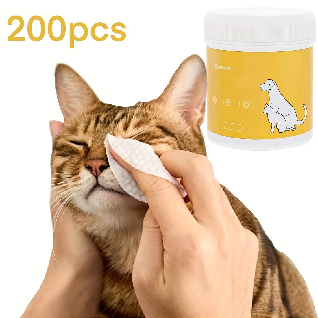 200pcs Gentle Pet Eye Wipes - Tear Stain Remover - Soothing Cleaner for Dog & Cat Eye Care