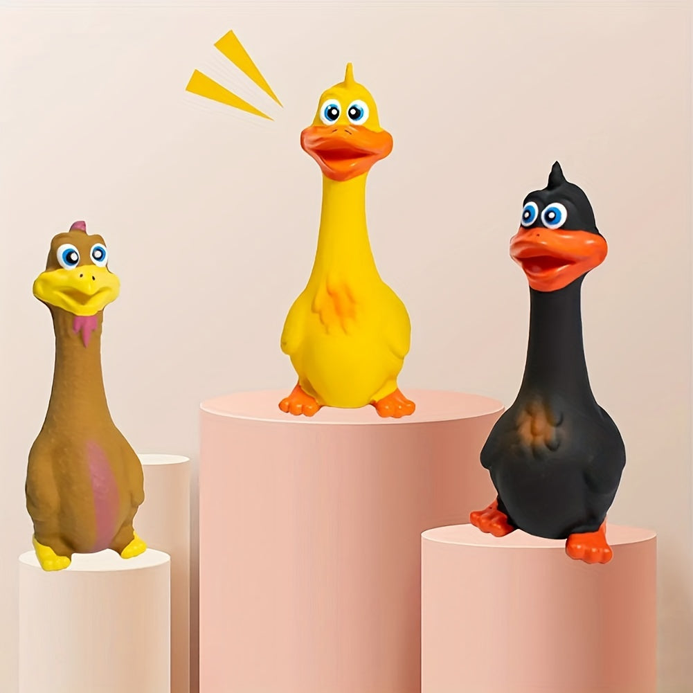 1/3pcs Pets Dog Toys Screaming Chicken Squeeze Sound Toy Rubber Duck Squeaky Chew Bite Resistant Toy Puppy Training Duck/chicken Design Dog Chew Toys, Tough Squeaky Dog Grinding Teeth Toys
