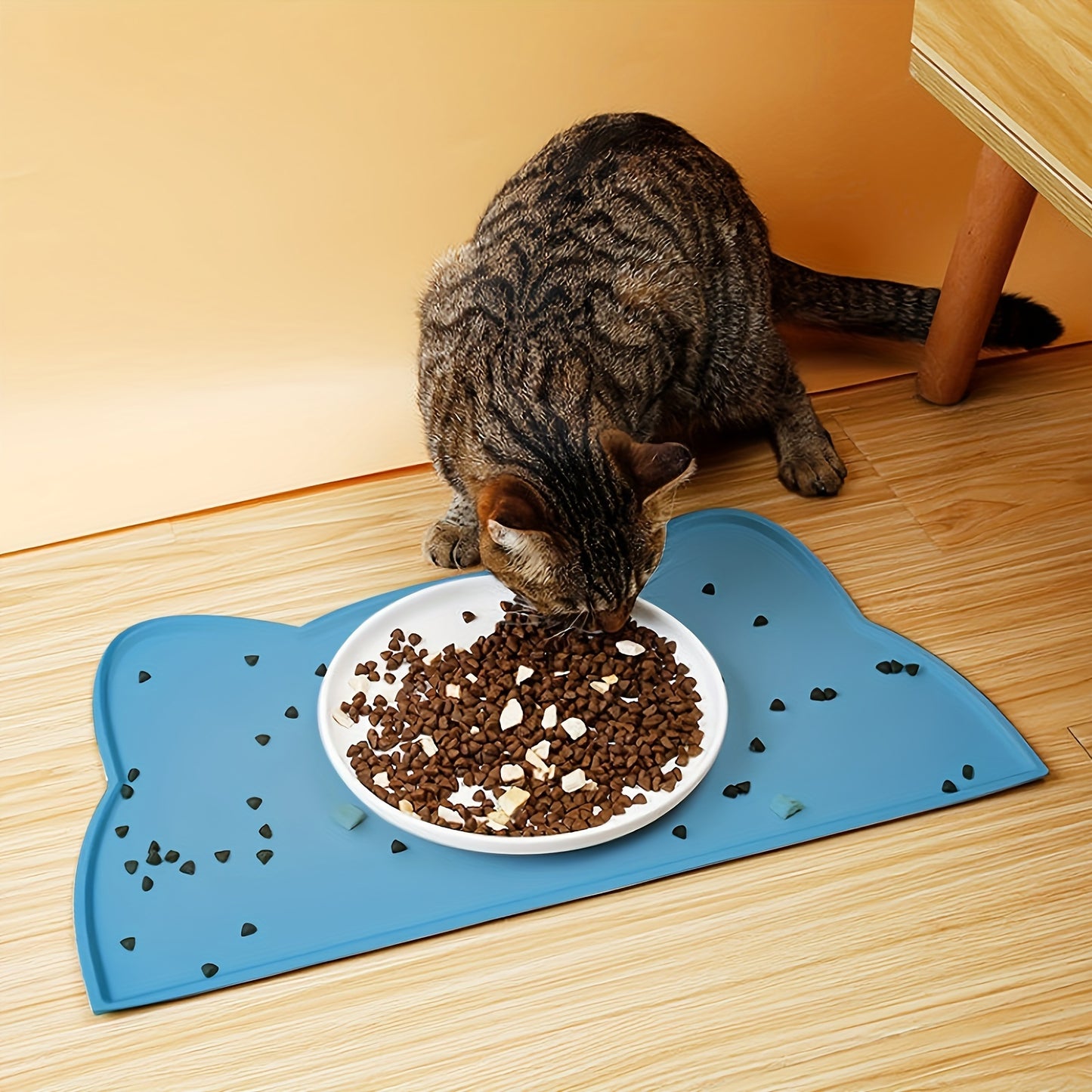 Pet Feeding Mat For Dogs & Cats, Thin Silicone Waterproof Cat Food Mat Cat Bowl Mat With Raised Edge, Cat Placemat