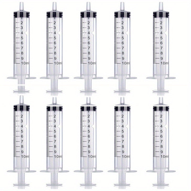 10pcs 10mL Plastic Syringes with Needles & Covers - Perfect for Oral, Lab, Measurement, Watering, Supplement, Pets, Medical Students, Oil & Glue Applicators