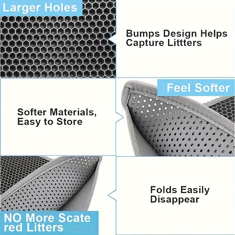 EVA Double-Layer Cat Litter Mat - Non-Slip, Washable, Soft Pet Litter Box Liner for Cats and Dogs, Easy Cleanup Design with Automatic Scoop Feature, Pet Hygiene Mat | Automatic Scoop Mat | Washable Mat, Cat Litter Box