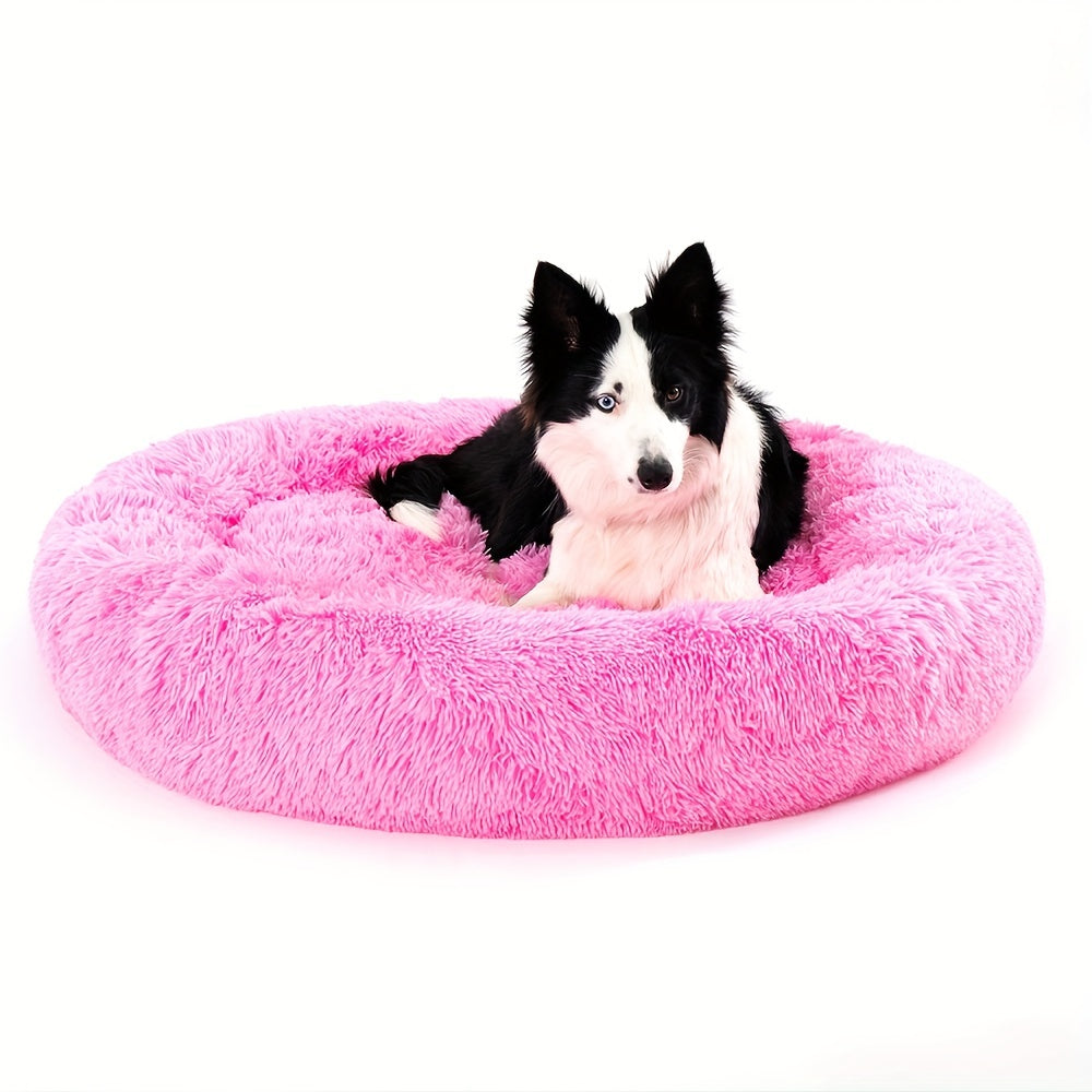 Long Plush Dog Bed For Autumn Winter, Deep Sleeping Pet Bed Mat For Small Medium Large Dogs, Donut Beds Mat For Cats Christmas Gift