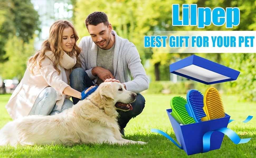 Pet Grooming Deluxe Shampoo Brush - Soft Silicone Massage Rubber Bathing Comb with Adjustable Circular Handle for Gentle Dog & Cat Washing, Easy Fur Detangling, and Relaxing Spa Experience - Ideal for Pet Owners and Groomers