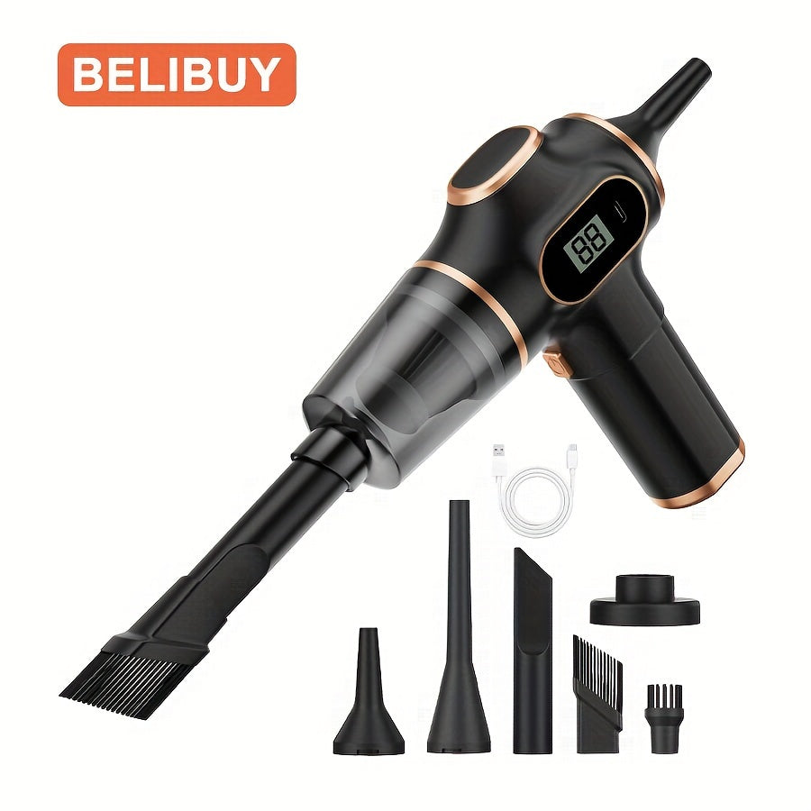 1pc BELIBUY Cordless Handheld Vacuum Cleaner, High Power USB Rechargeable with Extended Battery Life, Multi-Function Dust Buster for Home and Car Use, Pet Hair, Dust & Debris Cleaning, Includes Accessory Kit