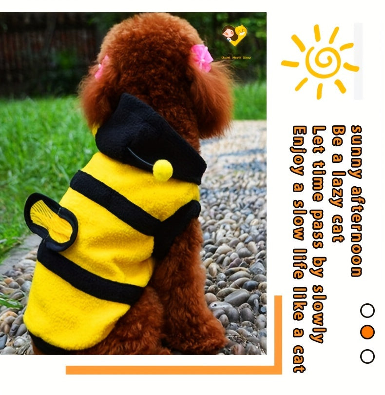 1pc Bee Polar Fleece Pet Costume - Lovely Halloween Cosplay Outfit for Dog and Cat, Hoodie Apparel Sweater, Party Favors, Adorable and Warm Clothing for Pets