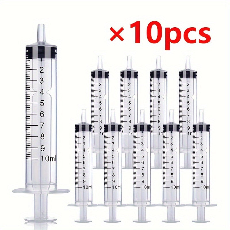 10pcs 10mL Plastic Syringes with Needles & Covers - Perfect for Oral, Lab, Measurement, Watering, Supplement, Pets, Medical Students, Oil & Glue Applicators
