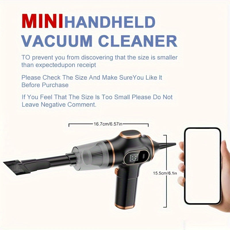 1pc BELIBUY Cordless Handheld Vacuum Cleaner, High Power USB Rechargeable with Extended Battery Life, Multi-Function Dust Buster for Home and Car Use, Pet Hair, Dust & Debris Cleaning, Includes Accessory Kit