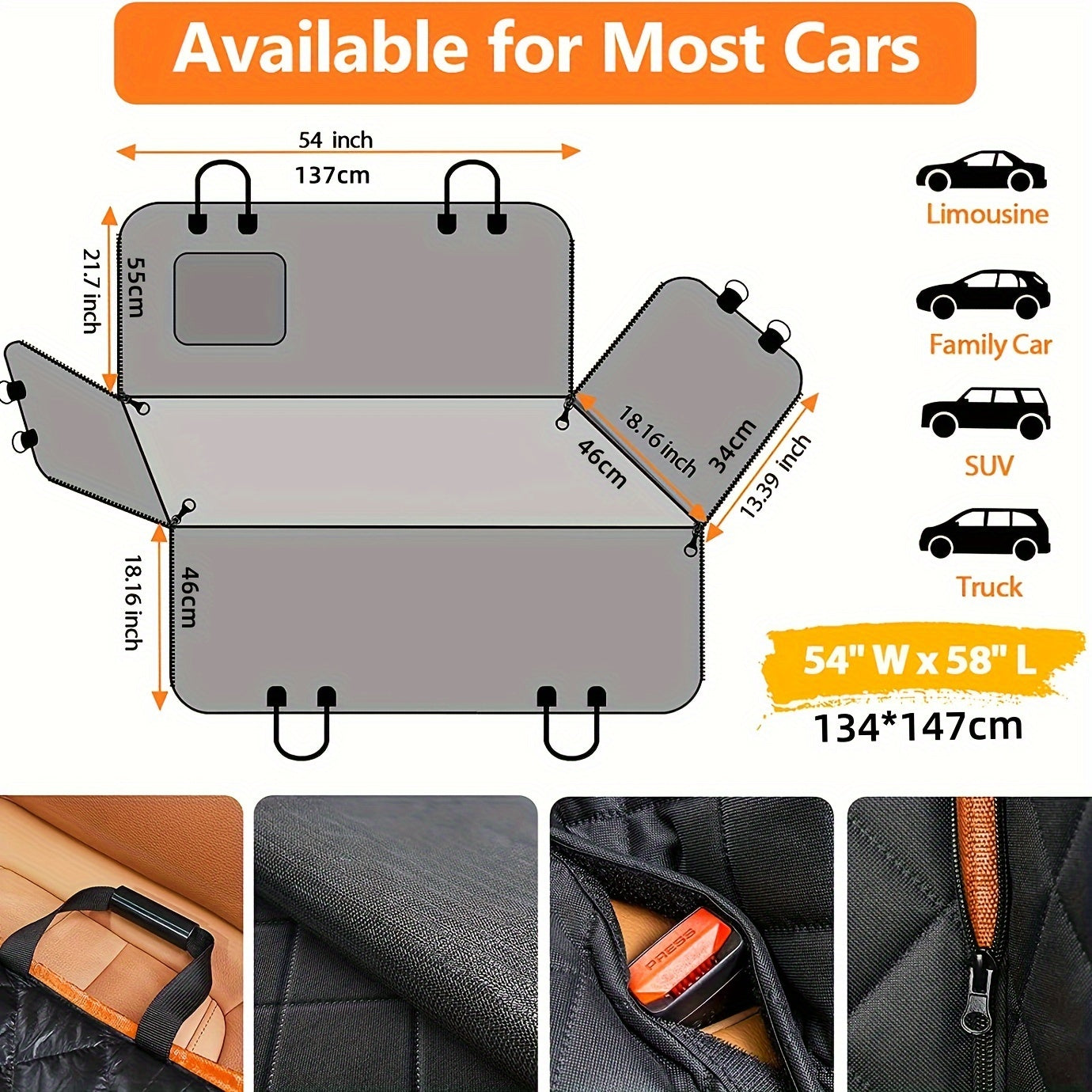 600D Heavy Duty Waterproof Dog Seat Cover - Scratch-Proof Non-Slip Pet Hammock with Soft Durable Polyester, Universal Fit for Cars Trucks SUVs Back Seat Protection