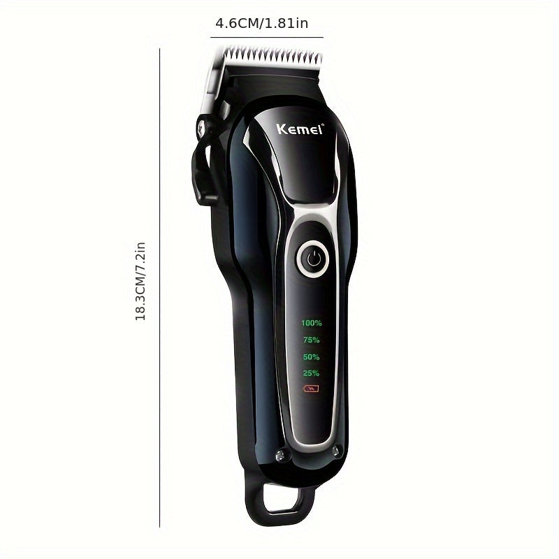 Kemei Pet Hair Clipper for Dogs & Cats - Quiet 5W Motor, USB Rechargeable, LCD Display, 10 Detachable Combs, Nail File, Accessory Colors Vary
