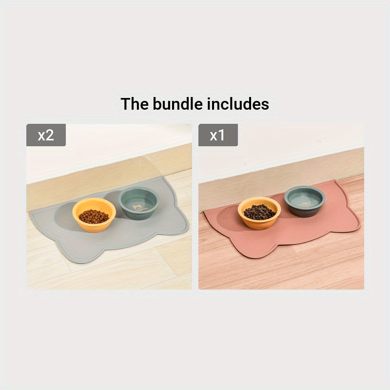 Pet Feeding Mat For Dogs & Cats, Thin Silicone Waterproof Cat Food Mat Cat Bowl Mat With Raised Edge, Cat Placemat
