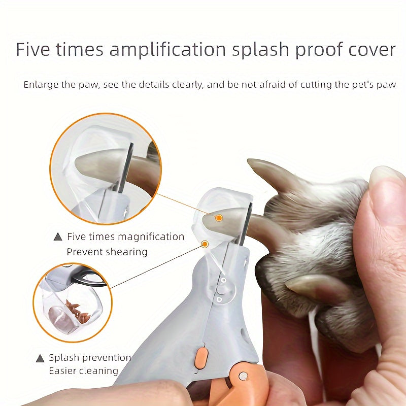 1pc LED Illuminated Pet Nail Clipper - Precision Stainless Steel Blade, Non-slip Comfort Grip, Safety Guard to Prevent Over-trimming - Perfect Grooming Tool for Dogs and Cats