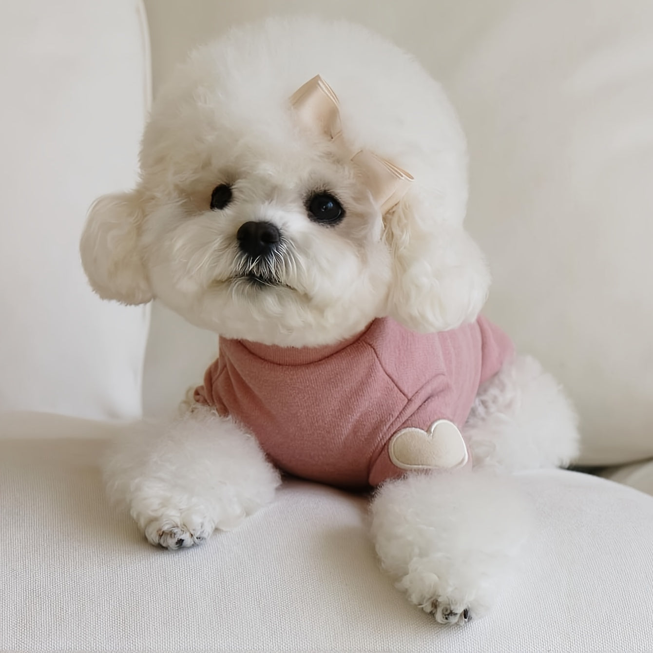 1pc Cozy Fleece Dog Sweater with Heart Design, Polyester Pullover, Machine Washable, for Small to Medium Breeds, Suitable for All Seasons, with Valentine'S Day Gift for Pets