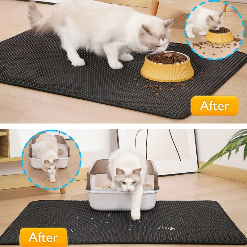 EVA Double-Layer Cat Litter Mat - Non-Slip, Washable, Soft Pet Litter Box Liner for Cats and Dogs, Easy Cleanup Design with Automatic Scoop Feature, Pet Hygiene Mat | Automatic Scoop Mat | Washable Mat, Cat Litter Box