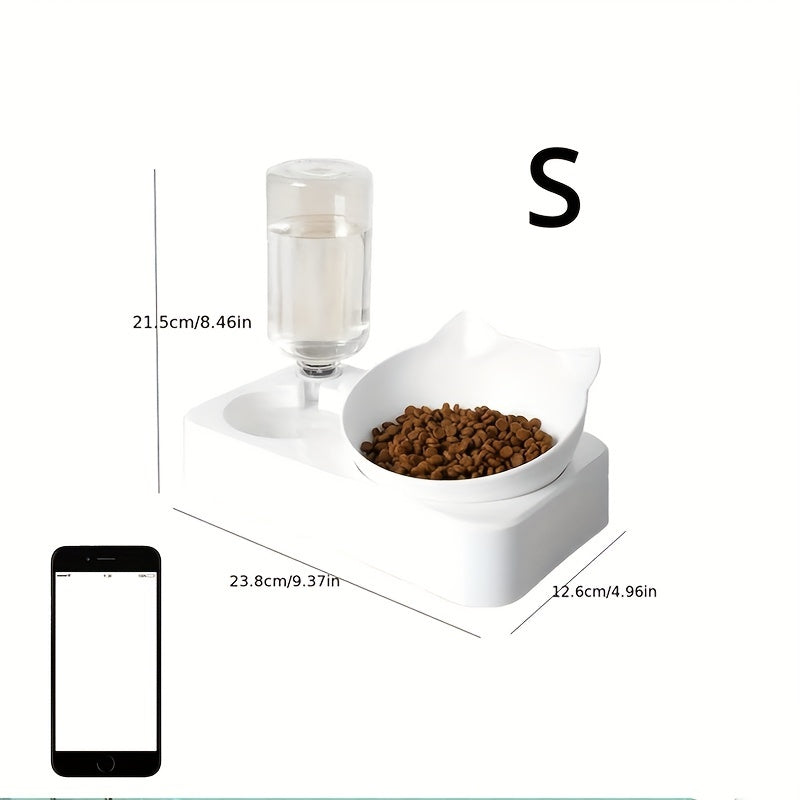 Double Cat Bowl - Stainless Steel, Easy Clean, Space-Saving, Pet Double Feeder for Food and Water - Suitable for Multi-Cat Families and Pet Owners