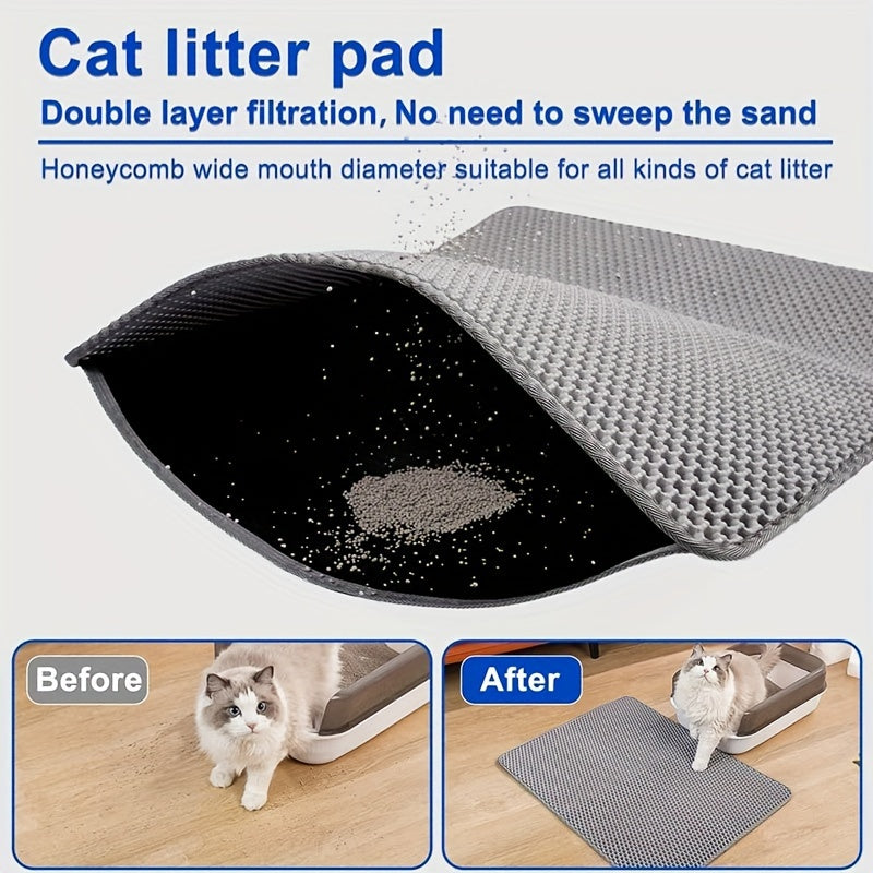 EVA Double-Layer Cat Litter Mat - Non-Slip, Washable, Soft Pet Litter Box Liner for Cats and Dogs, Easy Cleanup Design with Automatic Scoop Feature, Pet Hygiene Mat | Automatic Scoop Mat | Washable Mat, Cat Litter Box