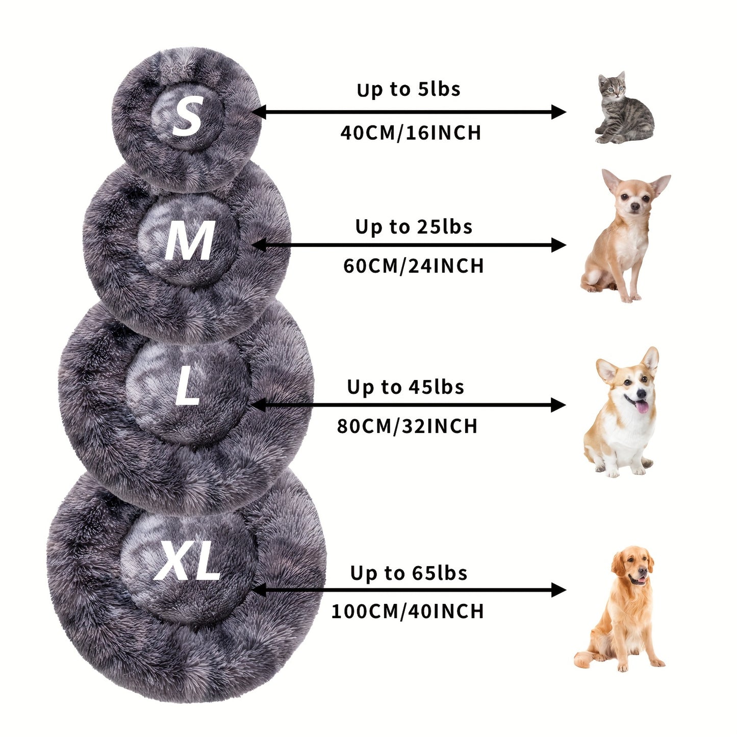 Long Plush Dog Bed For Autumn Winter, Deep Sleeping Pet Bed Mat For Small Medium Large Dogs, Donut Beds Mat For Cats Christmas Gift