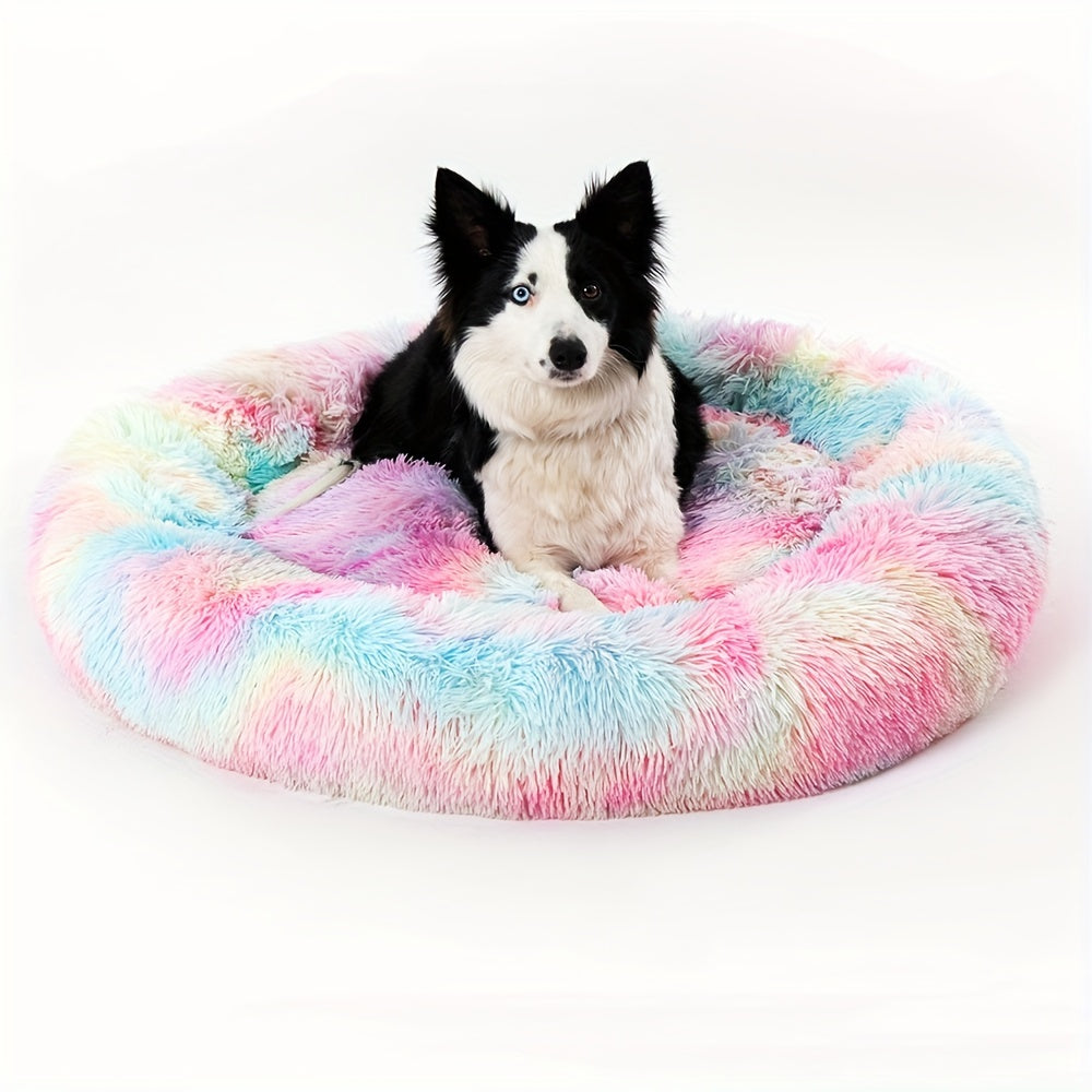 Long Plush Dog Bed For Autumn Winter, Deep Sleeping Pet Bed Mat For Small Medium Large Dogs, Donut Beds Mat For Cats Christmas Gift