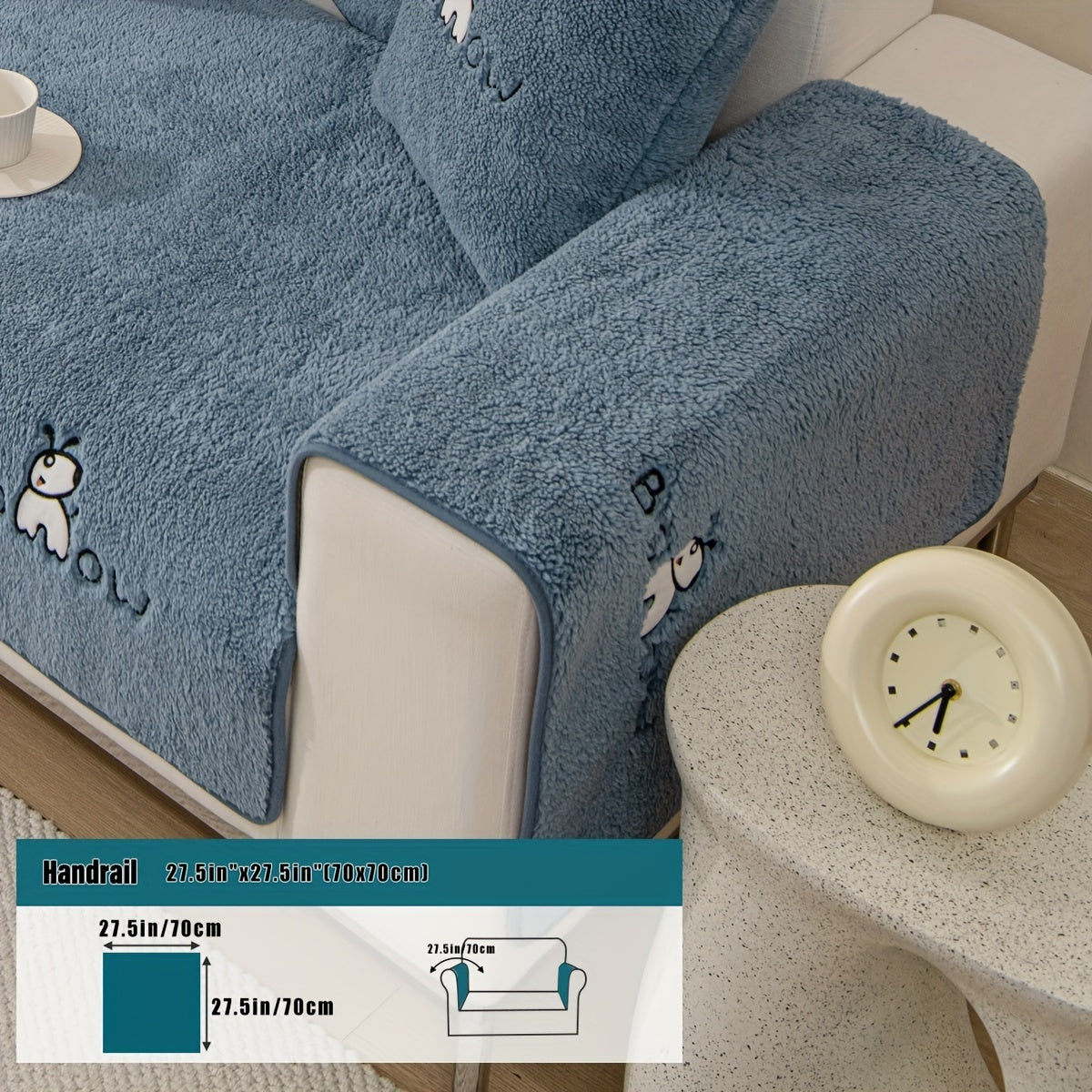 1pc Thickened Sherpa Sofa Slipcover - Soft Fuzzy Pet-Friendly Couch Protector Cover with Non-Slip Backing - Perfect Furniture Protector for Bedroom, Office, Living Room Home Decor