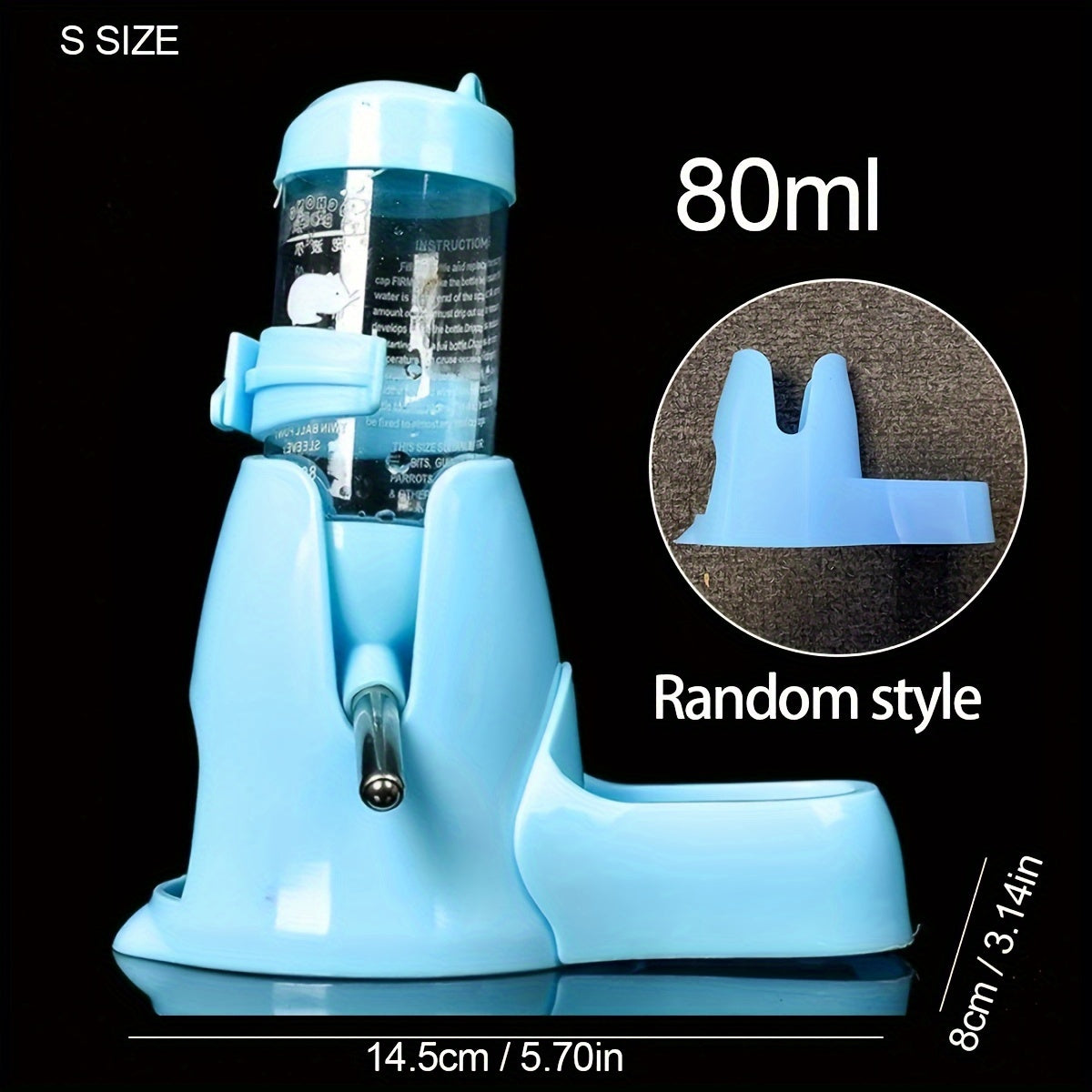 3-in-1 Hamster Water Dispenser, 2.71oz/4.23oz Plastic Feeder for Small Pets, Hamster, Sand Rat, Flower Branch Mouse