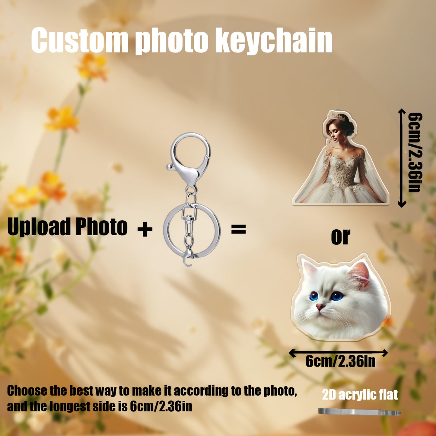 [Customized]1pc/3pcs Photo Custom Acrylic Key Pendant, Special-shaped Acrylic Car Key Chain, Backpack Pendant, Lovers, Friends, Pets And Other, Double-sided Effect, Customized Special-shaped Effect According To Photo