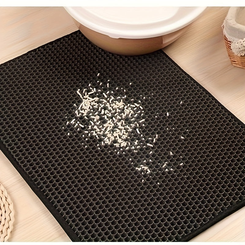 Honeycomb Double Layer Cat Litter Trapping Mat, Non-slip Washable Cat Cleaning Mat For Pet Toilet Kennel Litter Box