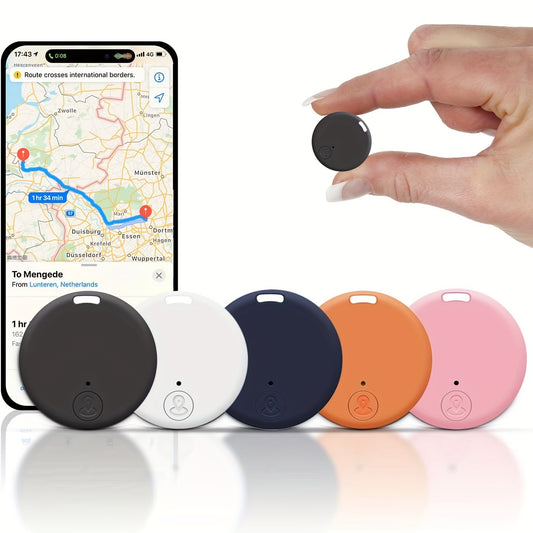 Smart Mini Tracker with Wireless & Low-Power Mode, Real-Time Location Tracking, Anti-Theft Alarm, App Control, Long Life - Compatible with Cars, Pets, Keys, Luggage, Wallet - Multi-Color Options (Black, White, Navy, Pink, Ora