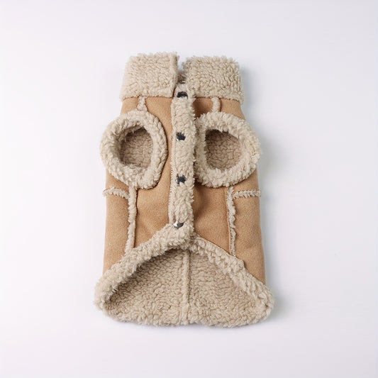 Cozy Fleece-Lined Pet Hoodie with Leash Attachment - Winter Warmth for Small to Medium Dogs and Cats