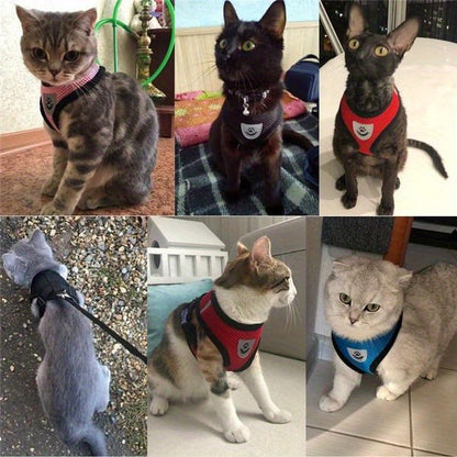 [For Dogs & Cats Reflective Harness] Reflective Pet Harness And Leash Set For Dogs And Cats, Adjustable Puppy Cat Vest Harness With Soft Mesh