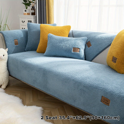 1pc Thickened Sherpa Velvet Sofa Slipcover, Pets Dog Friendly, Sherpa Fleece Sofa Couch Cover, Furniture Protector Fuzzy Non Slip Sofa Slipcover, For Bedroom Office Living Room Decor