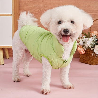 1pc Solid Color Dog Winter Warm Coat Thickened Padded Pet Jacket Soft Comfortable Dog Clothes For Cold Weather