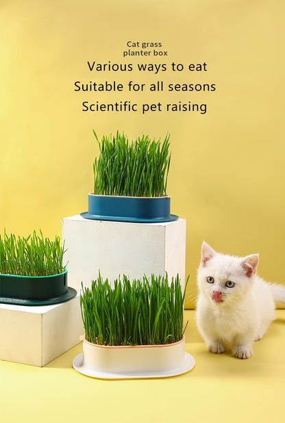 [Hydroponic Cat Grass] 1pc Hydroponic Cat Grass Growing Pot | Plastic Pet Bowl, Without Seeds