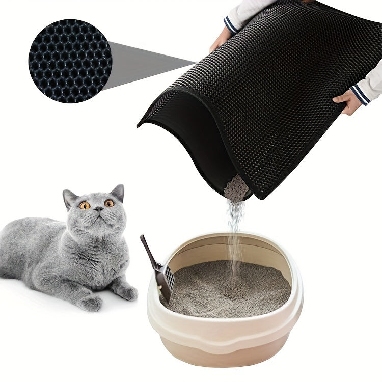 Honeycomb Double Layer Cat Litter Trapping Mat, Non-slip Washable Cat Cleaning Mat For Pet Toilet Kennel Litter Box