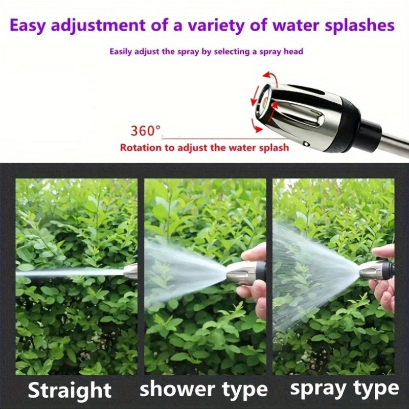 [1pc High-Pressure Car Washing Gun] 1pc Portable High-Pressure Car Washing Water Gun, 3/4 Inch And 1/2 Inch Quick Connection Adapter, Multi-Function Garden Hose Nozzle, Adjustable Thickening Rod Spray, Suitable for Car Cleani