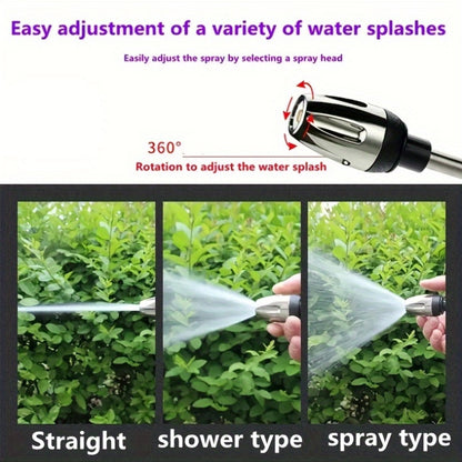 [1pc High-Pressure Car Washing Gun] 1pc Portable High-Pressure Car Washing Water Gun, 3/4 Inch And 1/2 Inch Quick Connection Adapter, Multi-Function Garden Hose Nozzle, Adjustable Thickening Rod Spray, Suitable for Car Cleani