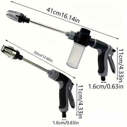 [1pc High-Pressure Car Washing Gun] 1pc Portable High-Pressure Car Washing Water Gun, 3/4 Inch And 1/2 Inch Quick Connection Adapter, Multi-Function Garden Hose Nozzle, Adjustable Thickening Rod Spray, Suitable for Car Cleani
