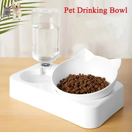 Double Cat Bowl - Stainless Steel, Easy Clean, Space-Saving, Pet Double Feeder for Food and Water - Suitable for Multi-Cat Families and Pet Owners