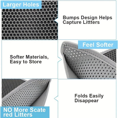 Waterproof Cat Litter Mat, Double Layer Cat Litter Box Mat With Non-slip Backing, Washable Leak Proof Pet Cleaning Mat Cat Litter Trapping Mat
